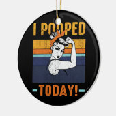 私は今日のレトロロージーおもしろいユーモア強い女 セラミックオーナメント (左)