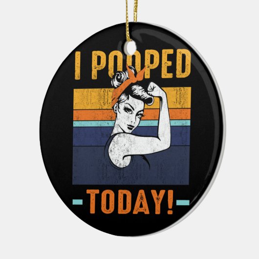 私は今日のレトロロージーおもしろいユーモア強い女 セラミックオーナメント (左)