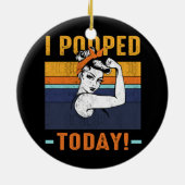 私は今日のレトロロージーおもしろいユーモア強い女 セラミックオーナメント (裏面)