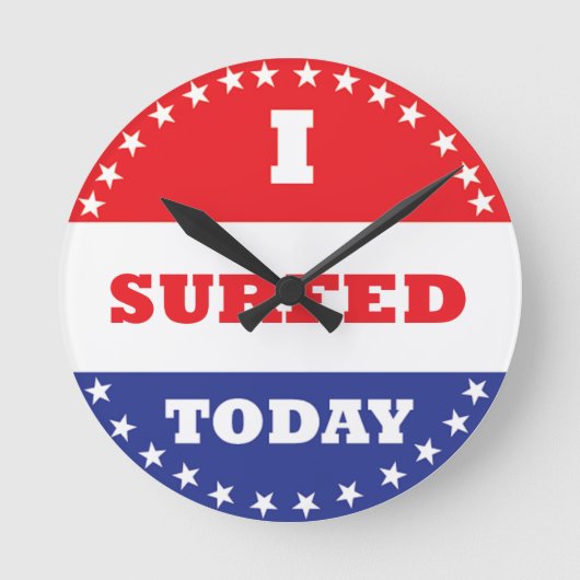 私は今日はサーフをした ラウンド壁時計 (正面)