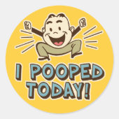 私は今日はトイレのおもしろいユーモアを浮かべた ラウンドシール (正面)