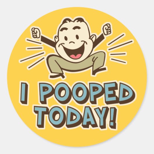 私は今日はトイレのおもしろいユーモアを浮かべた ラウンドシール (正面)