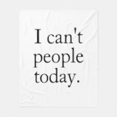 私は今日は人がミニマル出来シンプルない黒引用文 フリースブランケット (正面)