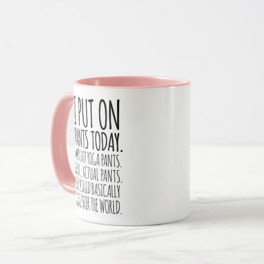 私は今日パンツに置おもしろいく引用文タイポグラフィマグ マグカップ (正面左)