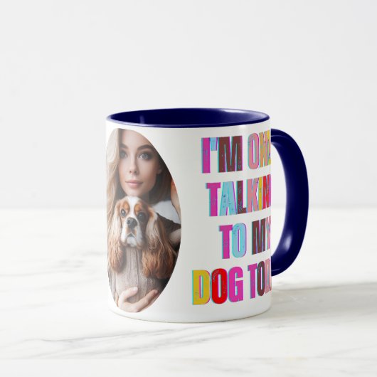 私は今日犬に話しかけている動物の子犬 マグカップ (正面右)