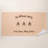 私は今日顔文字をポおもしろいープした ビーチタオル (正面)