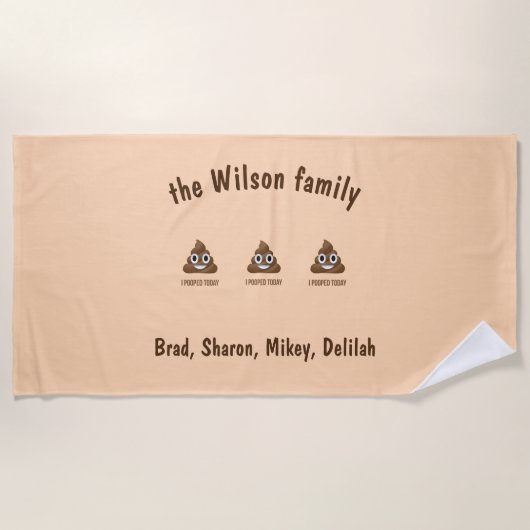 私は今日顔文字をポおもしろいープした ビーチタオル (正面)