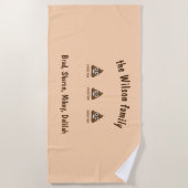 私は今日顔文字をポおもしろいープした ビーチタオル (正面)