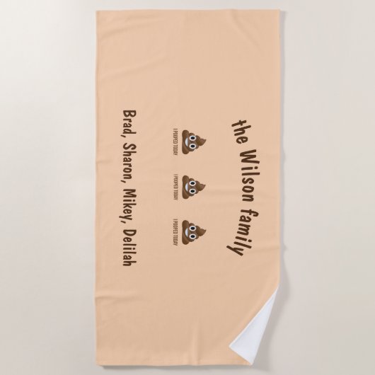 私は今日顔文字をポおもしろいープした ビーチタオル (正面)