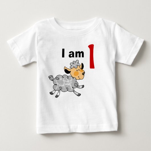 私は今日1歳（かわいい子羊） ベビーTシャツ (正面)