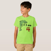 私は今日4歳です(かわいいイルカ) Tシャツ (正面フル)