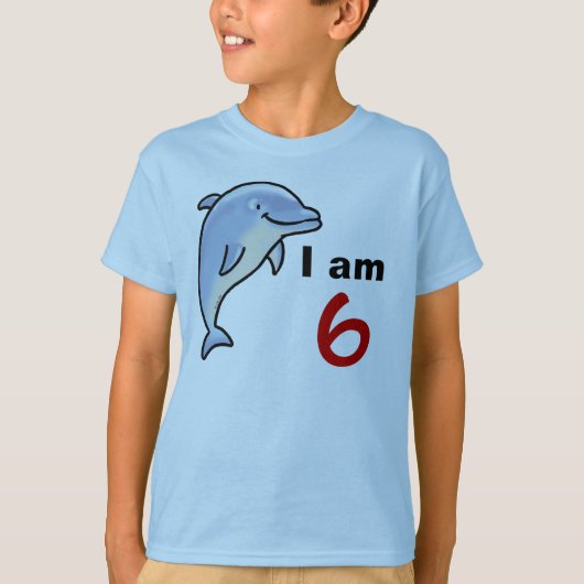 私は今日6歳だ(かわいいイルカ) Tシャツ (正面)