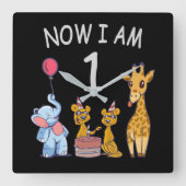 私は今、動物園で1歳の誕生日です スクエア壁時計 (正面)