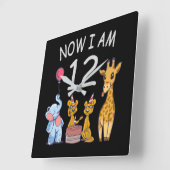 私は今、動物園で12歳の誕生日です スクエア壁時計 (傾斜)