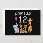 私は今、動物園で12歳の誕生日です 招待状 (正面/裏面)