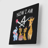 私は今、動物園で4歳の4歳の誕生日です スクエア壁時計 (傾斜)