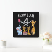 私は今、動物園で4歳の4歳の誕生日です スクエア壁時計 (ホーム)