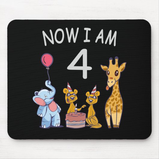 私は今、動物園で4歳の4歳の誕生日です マウスパッド (正面)
