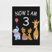 私は今、3歳の誕生日を動物園で過ごしています カード (正面)