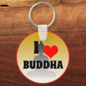 私は仏と赤いハート、マインドフルネス/仏教を愛する キーホルダー (正面)