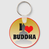 私は仏と赤いハート、マインドフルネス/仏教を愛する キーホルダー (裏面)