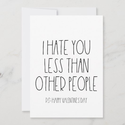 私は他の人より少なくあなたを愛するバレンタイン シーズンカード (正面)