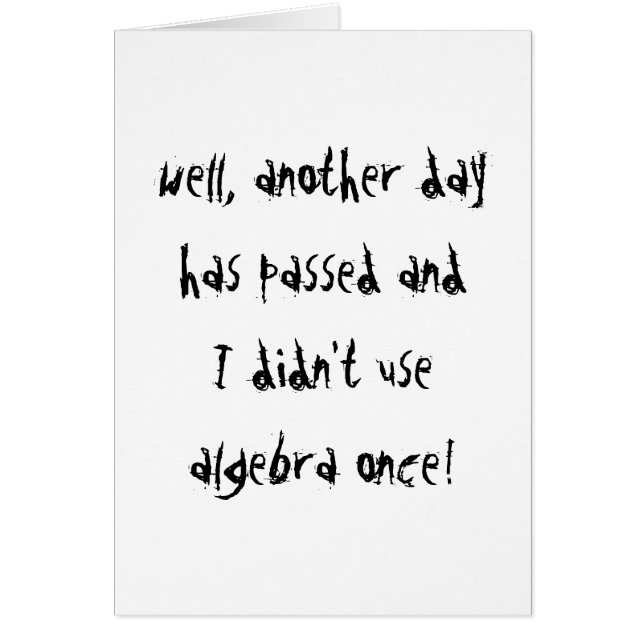 私は代数学を使用しませんでした (正面)