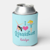 私は体操が大好き可愛いカスタム子供モノグラム 缶クーラー (缶正面)