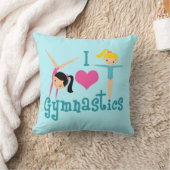 私は体操が大好き可愛い体操ガールズベッドルームティール（緑がかった色） クッション (ブランケット)