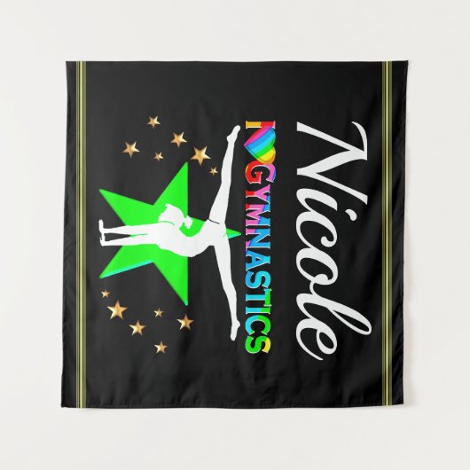 私は体操のカスタマイズデザインが好き タペストリー (正面(横))