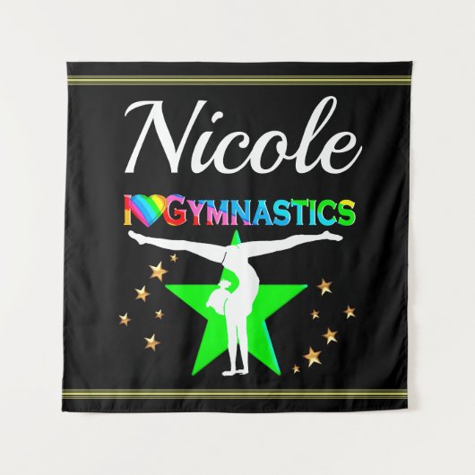 私は体操のカスタマイズデザインが好き タペストリー (正面)