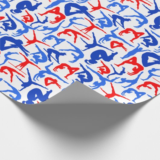 私は体操の包装紙の赤、白及び青を愛します ラッピングペーパー (角)