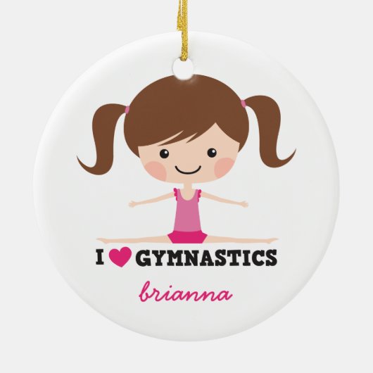 私は体操の漫画の女の子の名前入りな名前を愛します セラミックオーナメント (裏面)