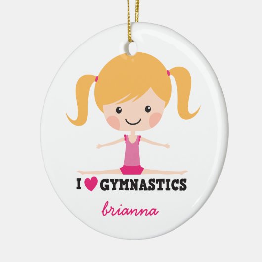 私は体操の漫画の女の子の名前入りな名前を愛します セラミックオーナメント (左)