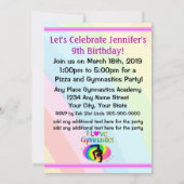 私は体操パーソナライズされたの虹の招待状が大好き 招待状 (裏面)