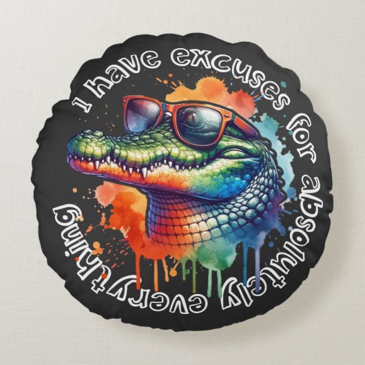 「私は何でも絶対に言い訳がある」 おもしろい- ラウンドクッション (正面)