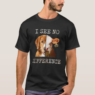 私は何の違いはないベジタリアンビーガン牛と犬L Tシャツ