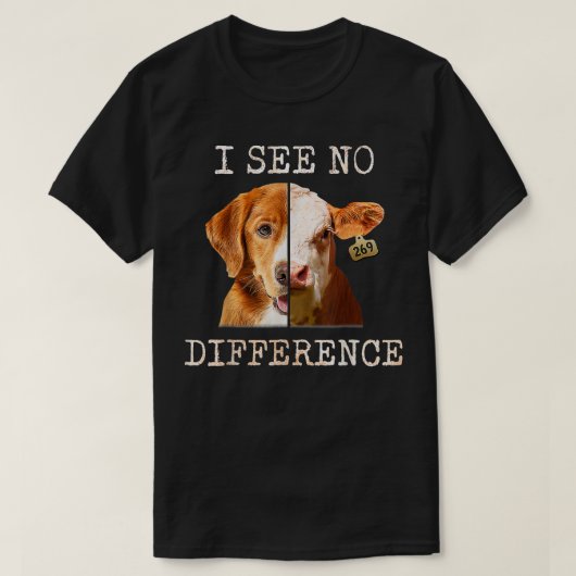 私は何の違いはないベジタリアンビーガン牛と犬L Tシャツ (デザイン正面)