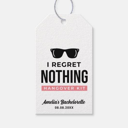 私は何も後悔しないバチェロレッテ二日酔いキット ギフトタグ (正面)