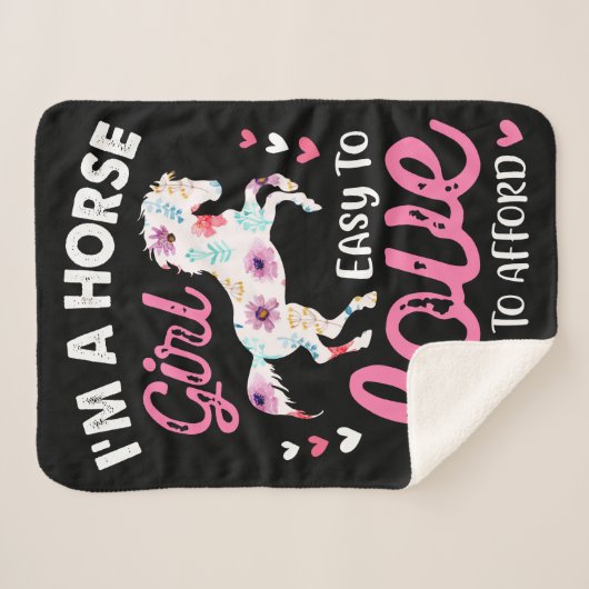 私は余裕を持って懸命を愛する馬の少女簡単 シェルパブランケット (正面(横))