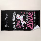 私は余裕を持って懸命を愛する馬の少女簡単 ビーチタオル (正面)