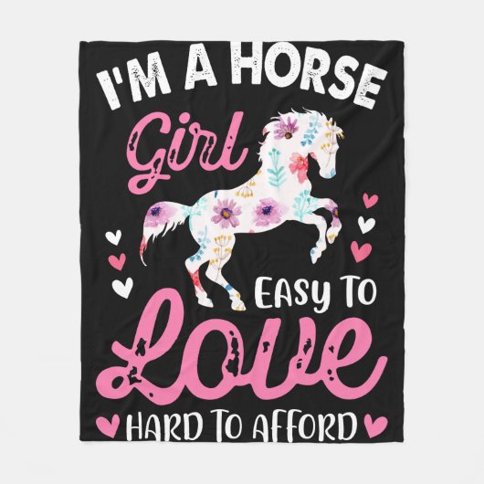 私は余裕を持って懸命を愛する馬の少女簡単 フリースブランケット (正面)