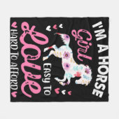 私は余裕を持って懸命を愛する馬の少女簡単 フリースブランケット (正面(横))