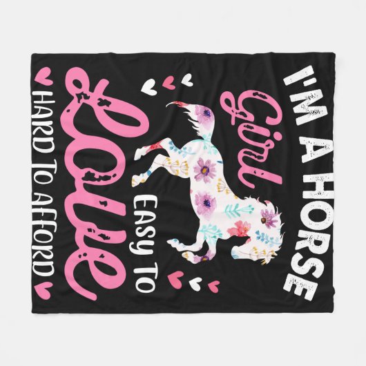 私は余裕を持って懸命を愛する馬の少女簡単 フリースブランケット (正面(横))