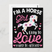 私は余裕を持って懸命を愛する馬の少女簡単 ポストカード (正面/裏面)