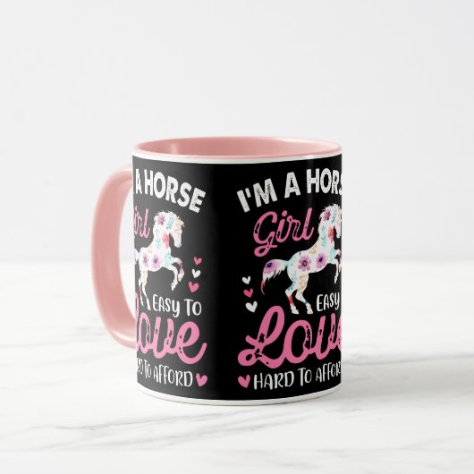 私は余裕を持って懸命を愛する馬の少女簡単 マグカップ (正面左)