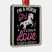 私は余裕を持って懸命を愛する馬の少女簡単 メタルオーナメント (右)