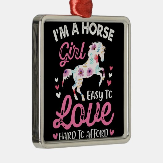 私は余裕を持って懸命を愛する馬の少女簡単 メタルオーナメント (右)