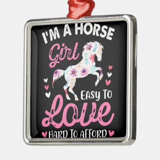 私は余裕を持って懸命を愛する馬の少女簡単 メタルオーナメント (左)