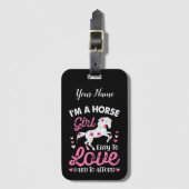 私は余裕を持って懸命を愛する馬の少女簡単 ラゲッジタグ (正面縦)